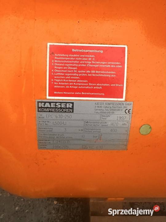 Kompresor Kaeser 250L Tomaszów Mazowiecki sprzedam