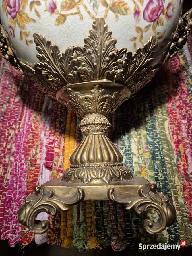 Waza porcelanowa z różami przepiękne okucie Wrocław