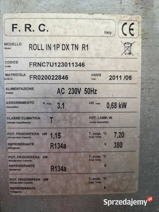 NORDCAP ROLL IN 1P DX TN R1 Szafa chłodnicza Krotoszyn