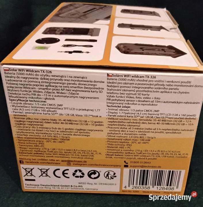 Kamera wifi fotopułapka z ładowaniem solarnym Poznań sprzedam