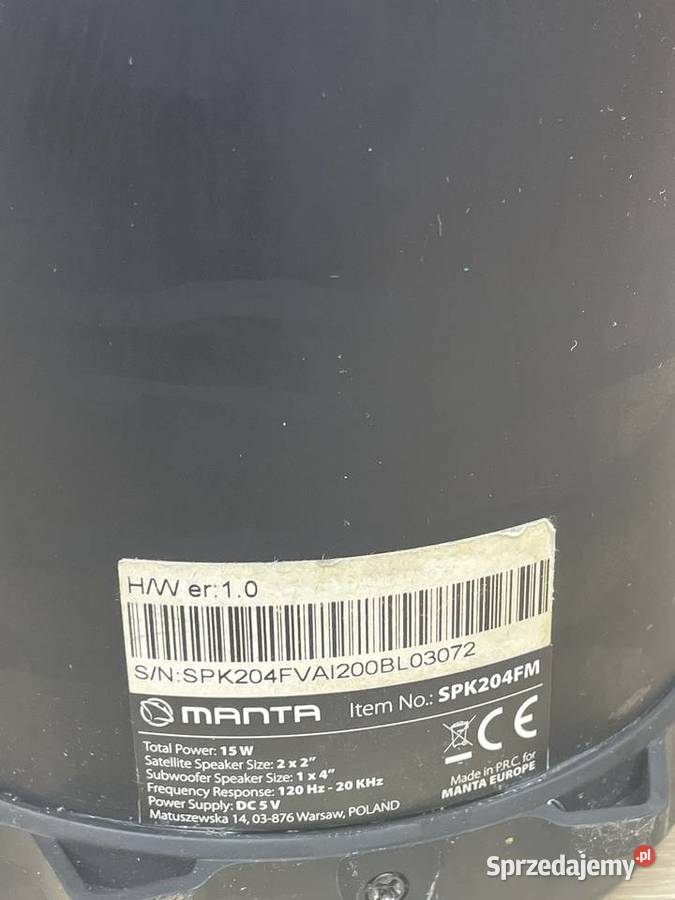 Głośnik przenośny Manta SPK204FM czarny 15 W Gdańsk