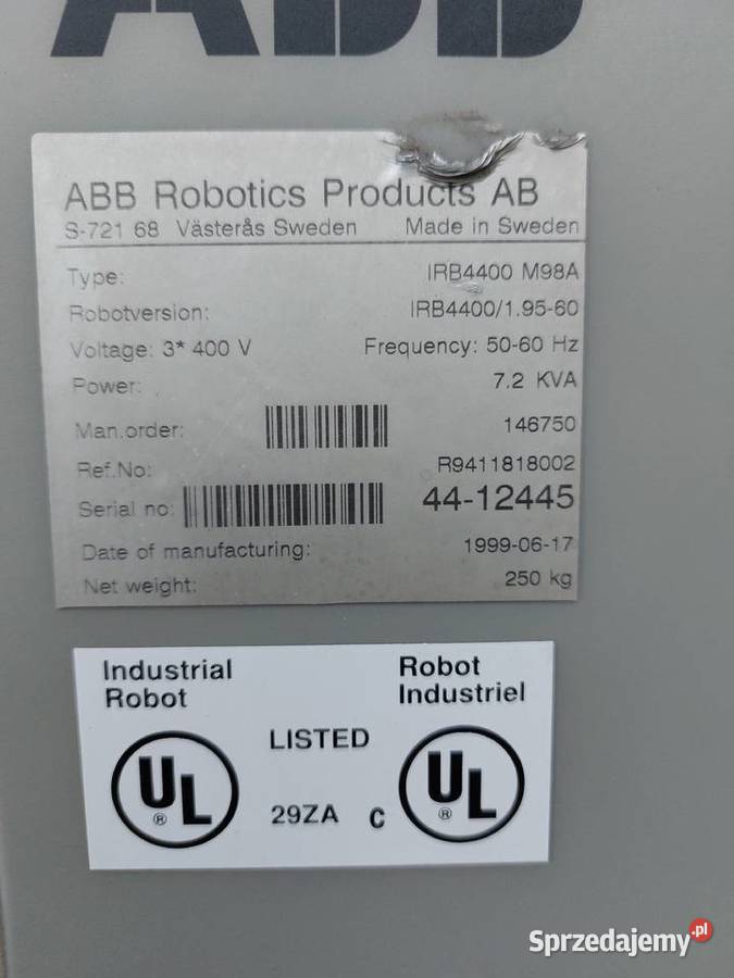 Robot przemysłowy ABB IRB4400 M98A 19560 Gorzów Wielkopolski