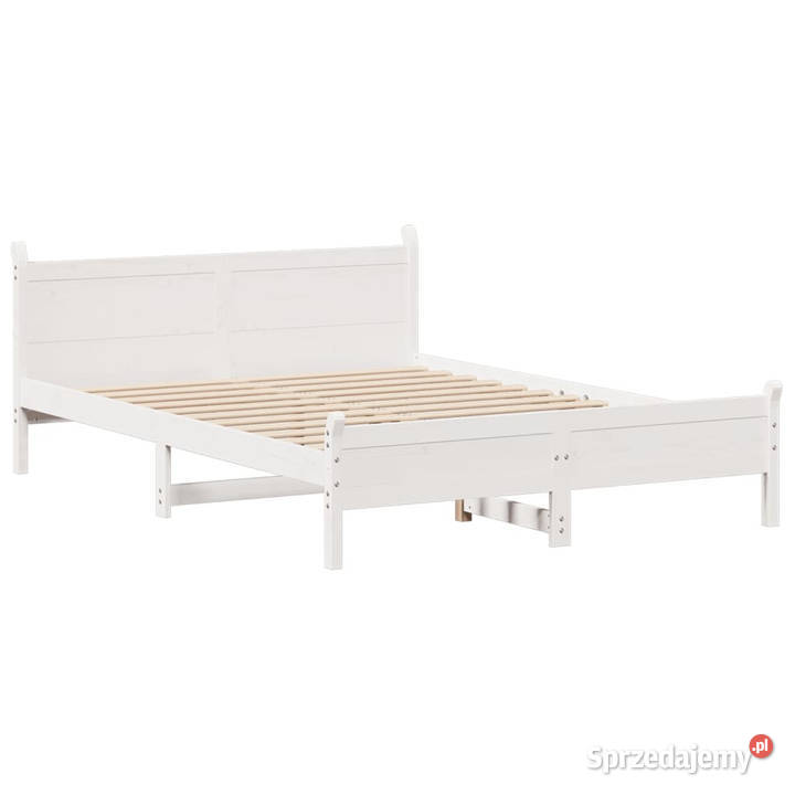 Rama łóżka bez materaca biała lite drewno 145cm Warszawa