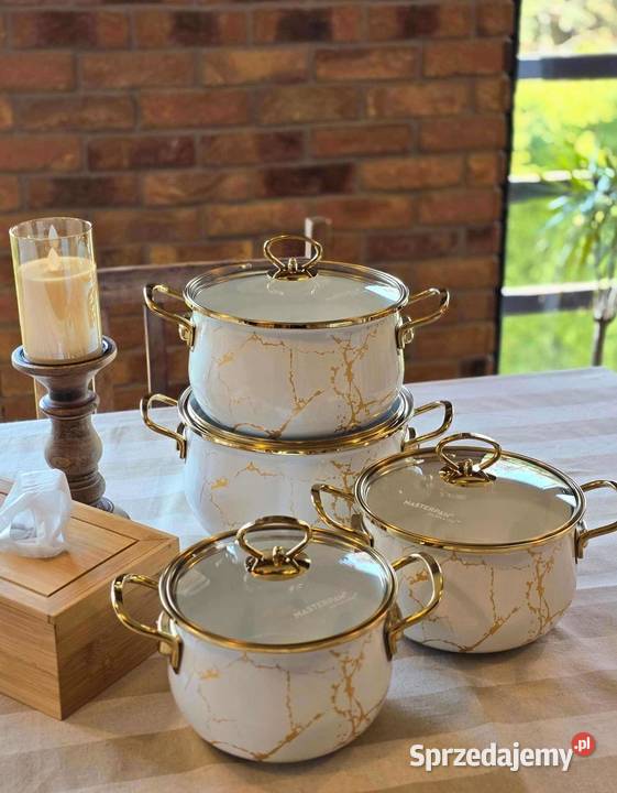 Garnki marmur białe kremowe lawenda 4