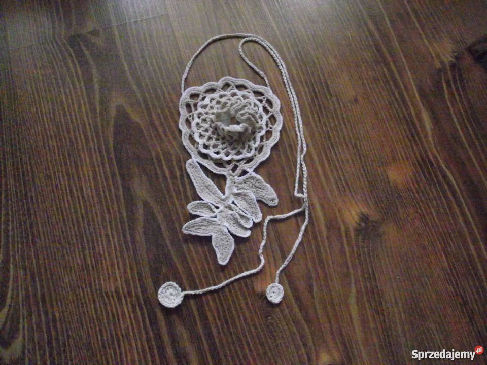 BAWEŁNIANA KORONKOWA AUTORSKA KOLIA wielkopolskie Piła