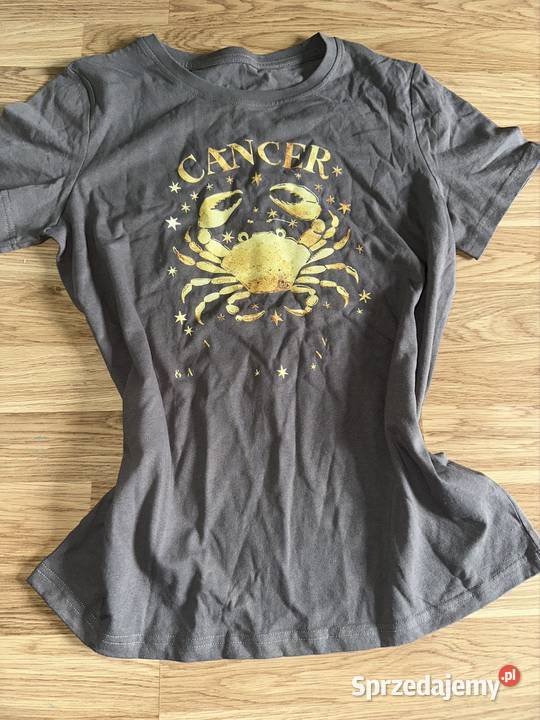 Ciemnoszary Tshirt zodiak RAK cancer złoty mazowieckie Warszawa