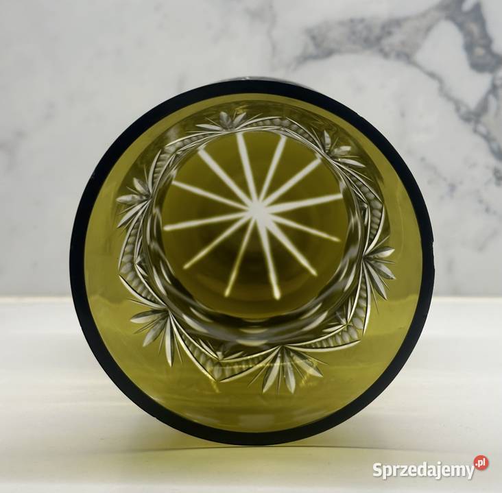 Wazon kryształowy barwiony z lat 50tych Łódź