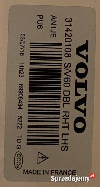 Reflektor Lampa przód VOLVO naklejka oznaczenie osobowe mazowieckie Siedlce