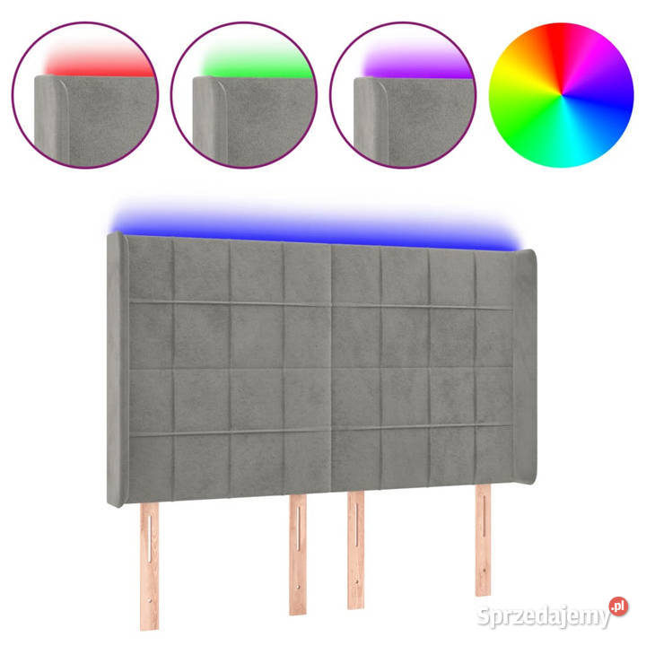 Zagłówek do łóżka z LED jasnoszary 147x16x118128 Warszawa
