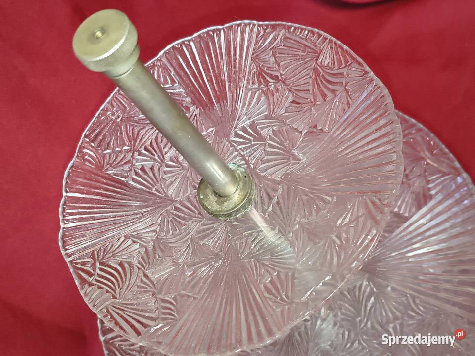 Trójpoziomowa patera szklana etażerka vintage Chorzew