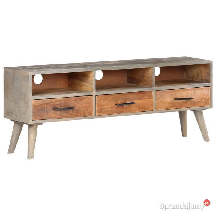 Szafka pod TV szara 130x35x51 lite surowe drewno Warszawa