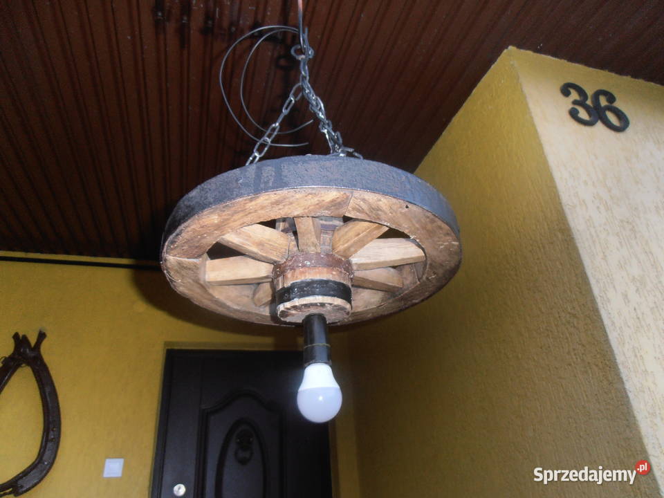 Żyrandol koło drewniane Kielce sprzedam
