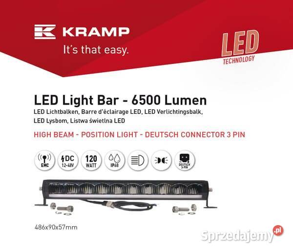 Lampa robocza długa LED 120W 6500lm prostokątna Kamionna