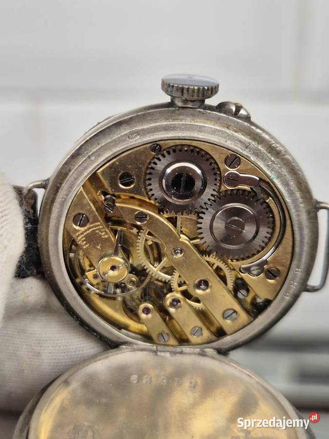 Antyczny Srebrny Trench Watch NIEL HF Huguenin Chorzów
