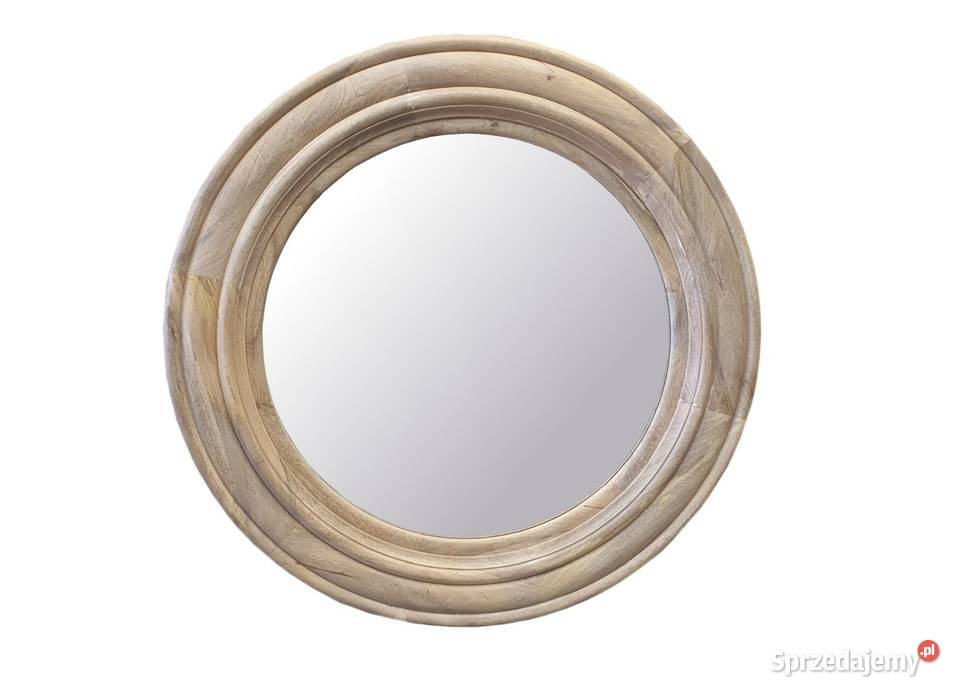 Jasne drewniane okrągłe lustro 110 z litego Lublin