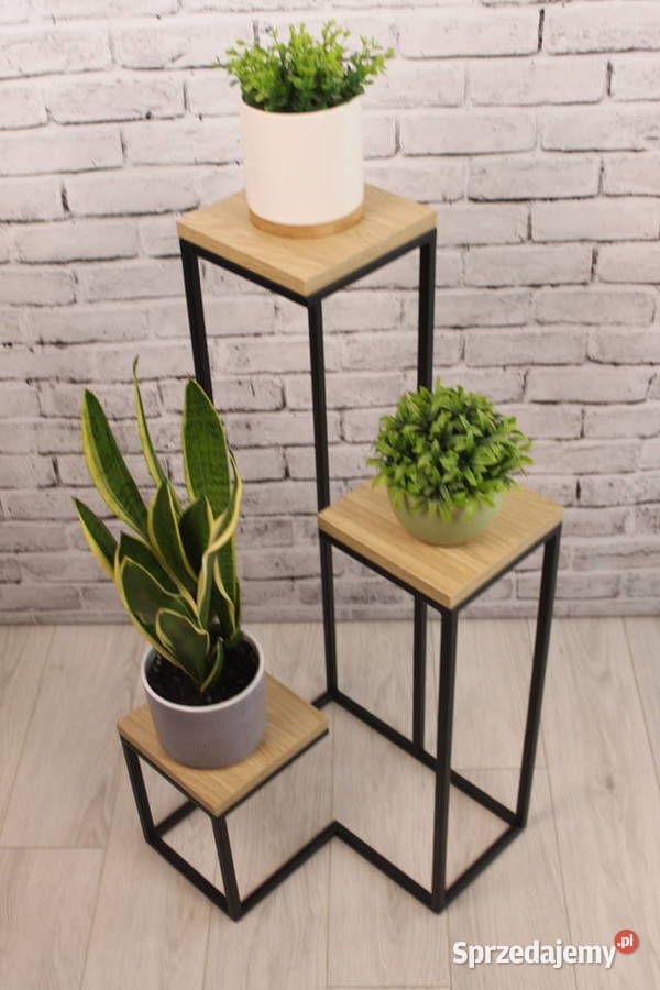 Kwietnik Stojący Potrójny Metalowy Loft