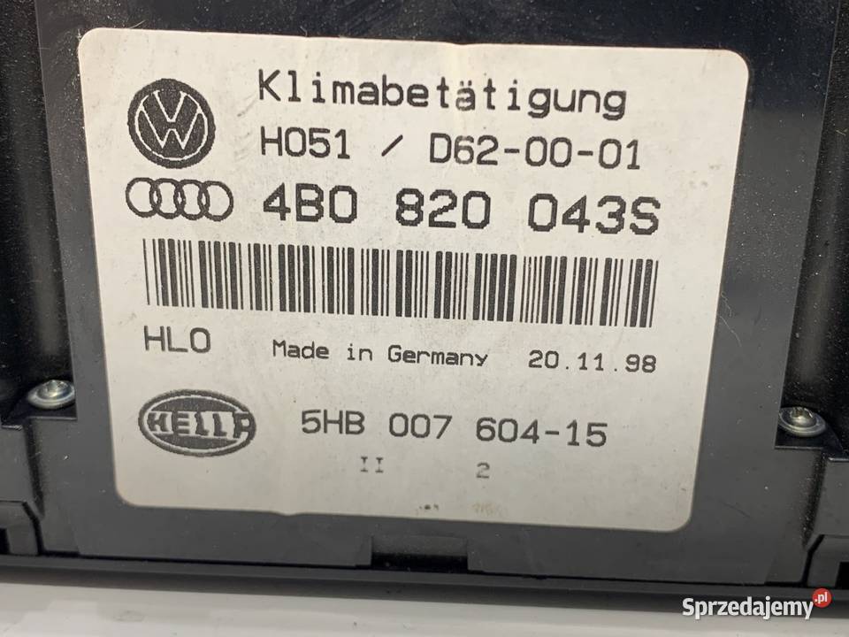 PANEL STEROWANIA NAWIEWU AUDI A6 C5 4B0820043S