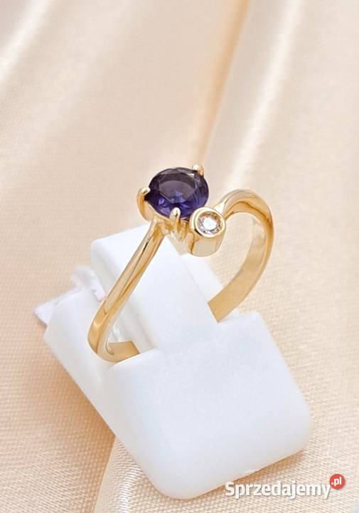 Pierścionek r14 Złoty pr585 z Ametystem Z850 Poznań