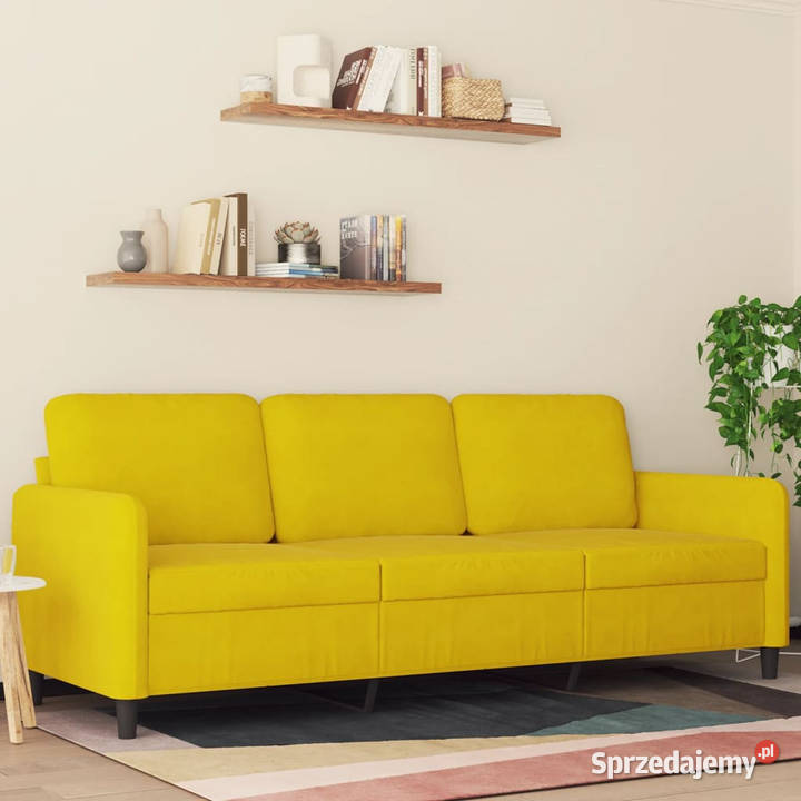 Sofa 3osobowa żółty 180 tapicerowana aksamitem Warszawa