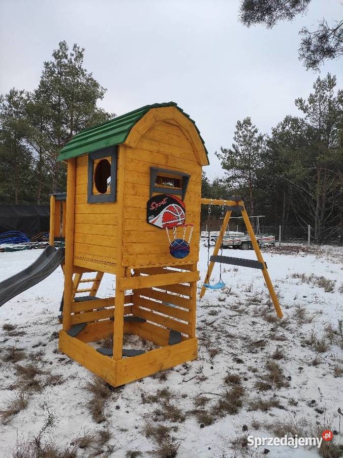 Plac zabaw domek zjeżdżalnia huśtawka Poznań