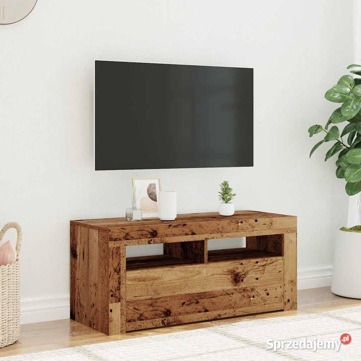 Szafka pod TV z oświetleniem LED stare drewno Warszawa