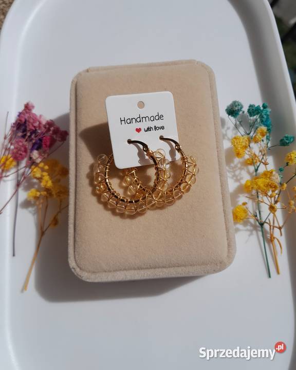 Pozłacane kolczyki z cytrynem Kozienice sprzedam