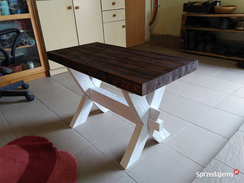 Ława drewniana stolik kawowy rękodzieło 40cm Radków
