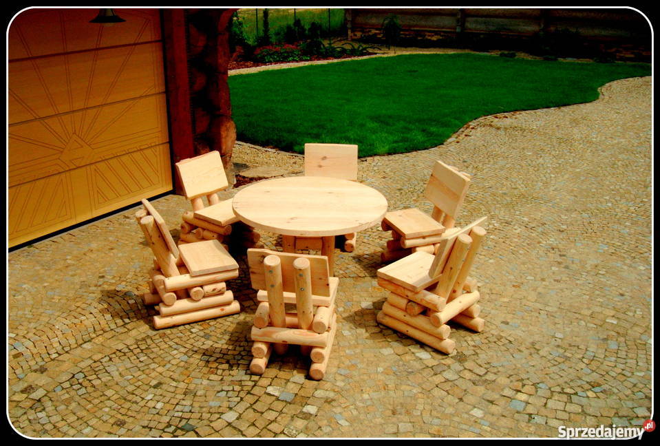 Meble ogrodowe barowe drewniane stół 90cm Chojnice