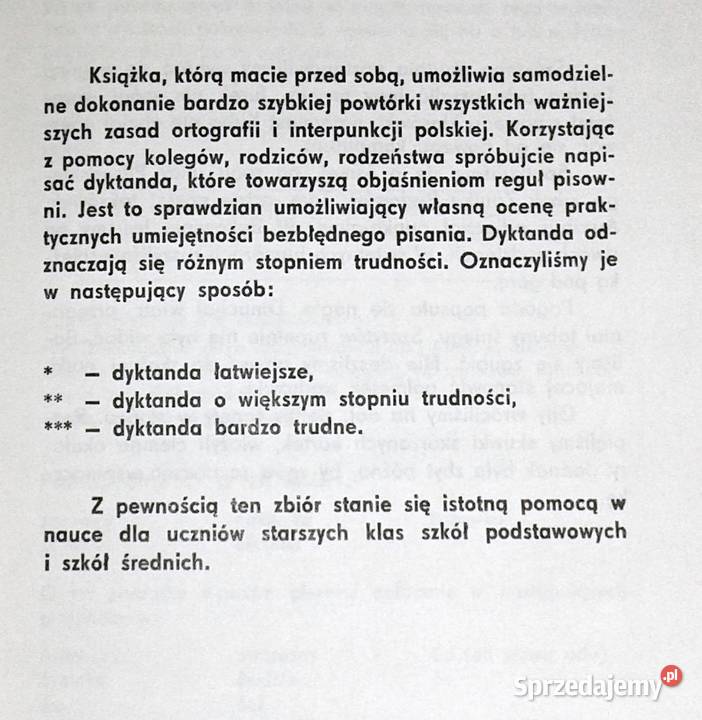 Dyktanda z powtórką zasad ortografii polskiej Rok wydania 1992 Chełm