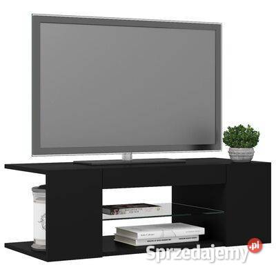 vidaXL Szafka pod TV z oświetleniem LED, czarna, 90x39x30 cm