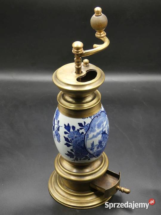 Piękny młynek do kawy porcelana i mosiądz Poznań sprzedam