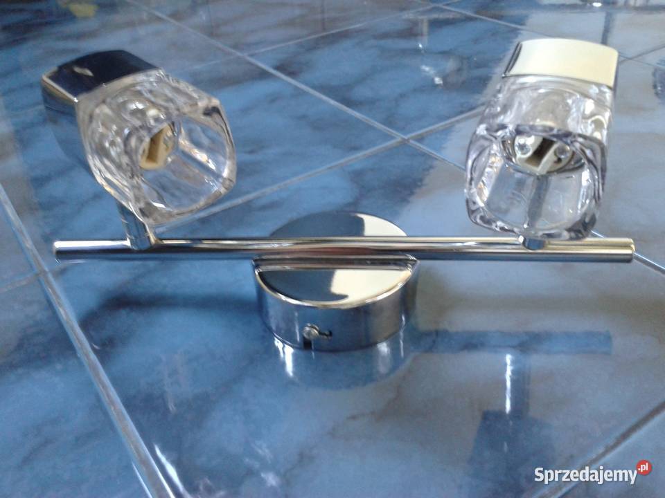 Lampa ścienna sufitowa kinkiet chrom i szkło Rybnik