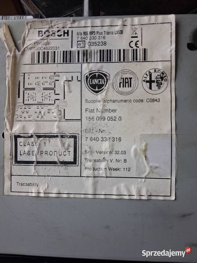 Radio fabryczne CD 15609900520 7640330316 Alfa benzyna