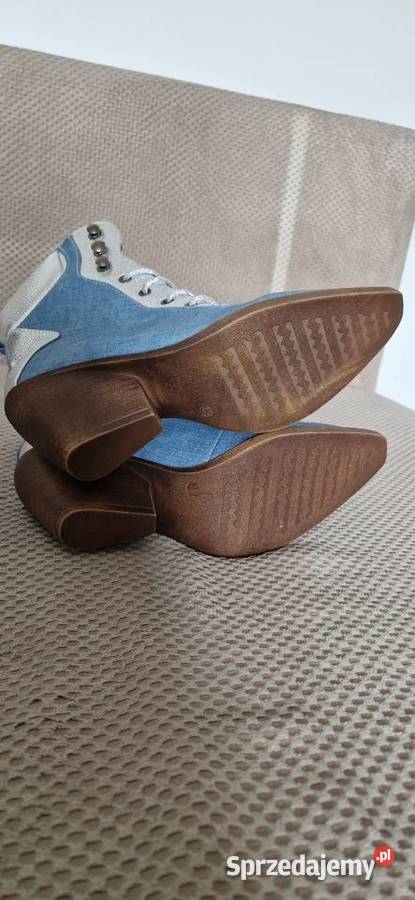 botki wiązane r 38 jeans jeansowe niebieskie Kraków