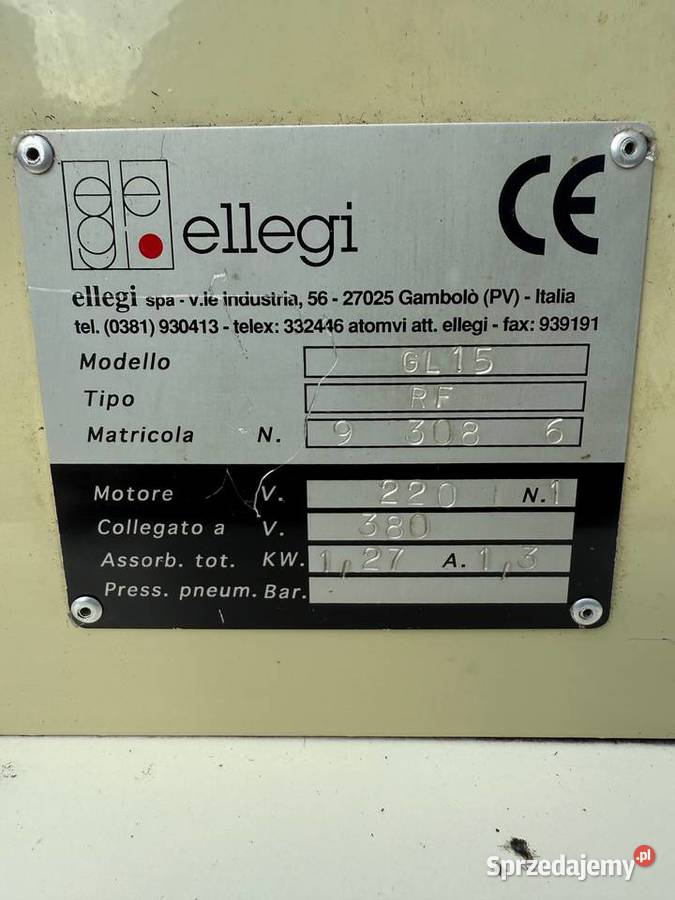Ellegi GL15 CE komputerowa zawijarka brzegów Produkcja