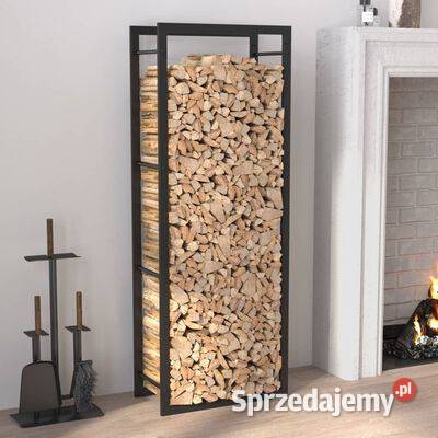 vidaXL Stojak na drewno matowy czarny 50x28x132