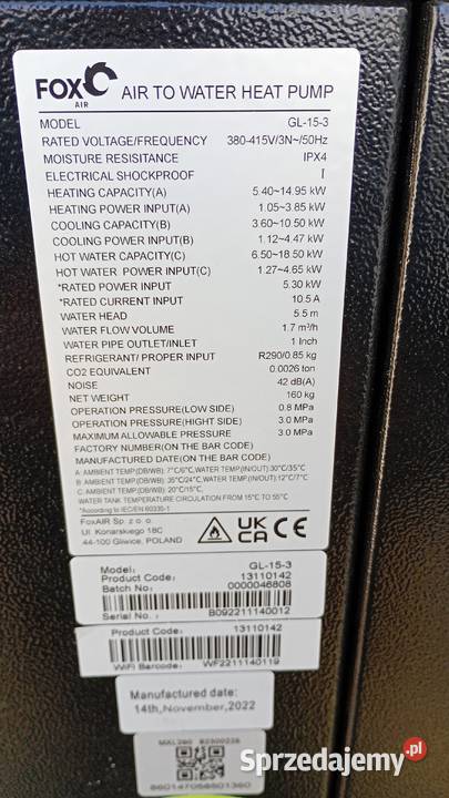 Pompa ciepła FoxAir 9kw