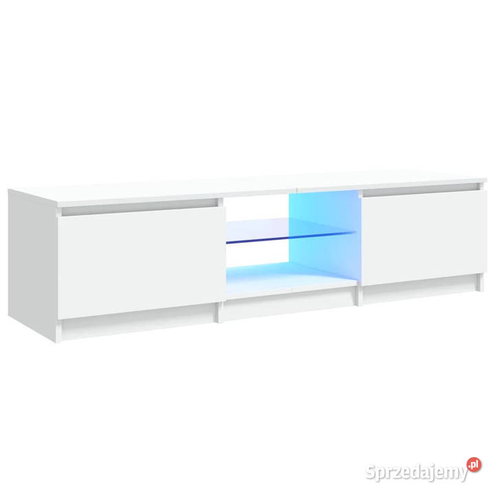 Szafka pod TV z oświetleniem LED biała 140 x 40