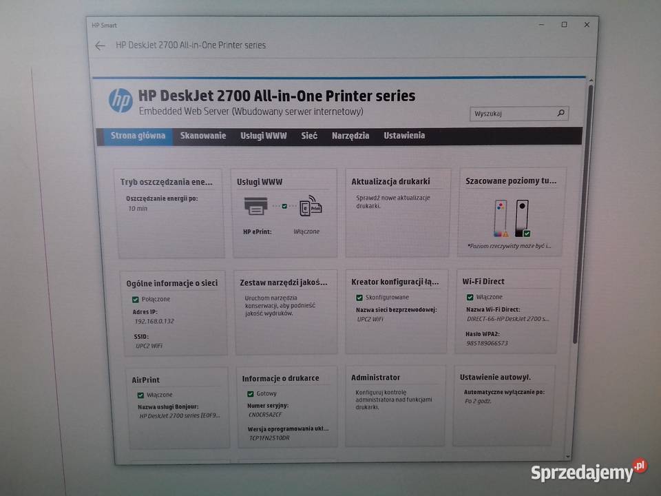 DrukarkaScaner HP DeskJet 2710 HP Smart WiFi USB Drukarki i skanery Bydgoszcz