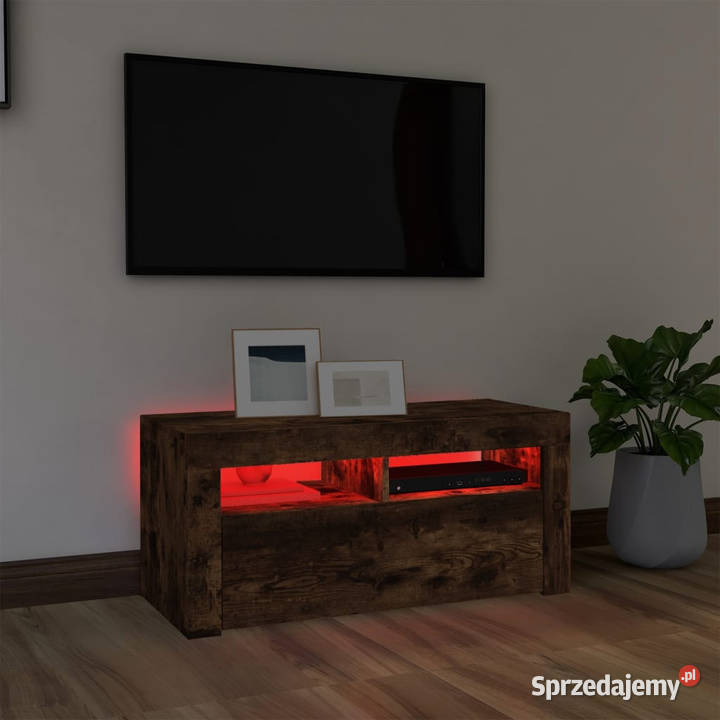 Szafka pod TV z oświetleniem LED przydymiony dąb Warszawa