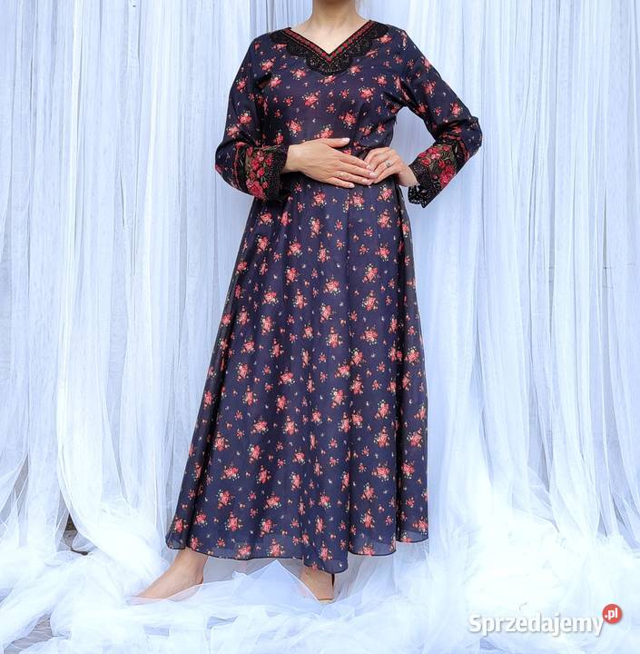 Komplet długa sukienka maxi spodnie M 38 bawełna Szczecin