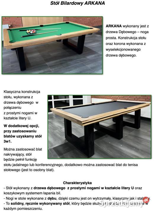 Stół bilardowy ARKANA 8 ft Polski Producent Września