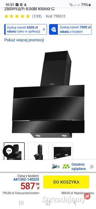 Okap kominkowy Amica okap624s Dołhobyczów sprzedam