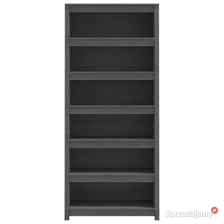 Regał na książki szary 80x35x183 lite drewno
