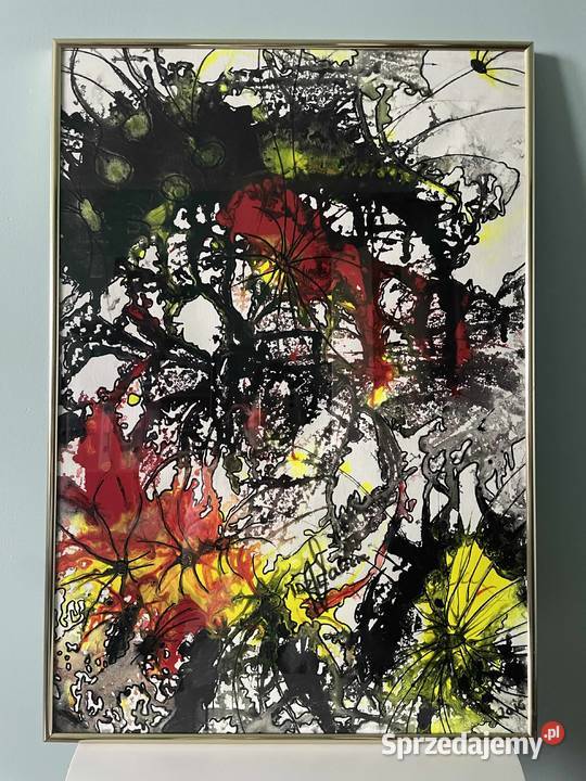 Nowoczesny obraz grafika w złotej ramie 45x65 Brodnica sprzedam