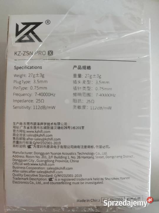 Słuchawki KZ ZNS pro z mikrofonem wymienny kabel sprzedam