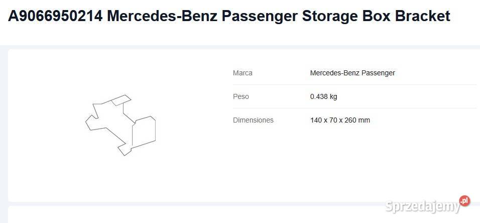 Mercedes uchwyt wspornik A9066950214 schowek
