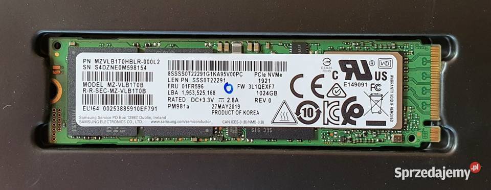SSD Samsung PM981A M2 PCIe NVMe 30 x4 wewnętrzny