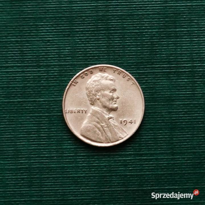 USA 1 cent 1941r Wheat Penny Lincoln Bez znaku Antyki, Sztuka, Kolekcje