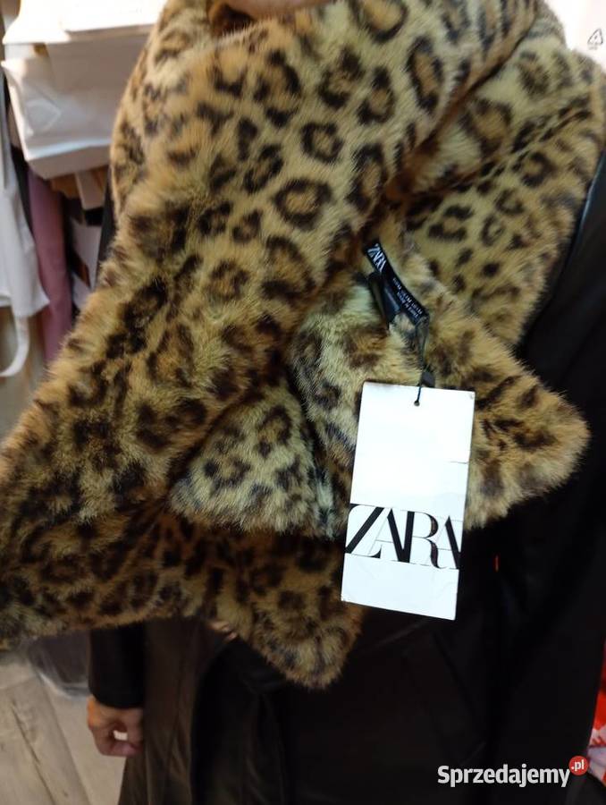 ZARA Panterkowy futrzany szal z Madrytu futrzany Dla kobiet Kraków sprzedam